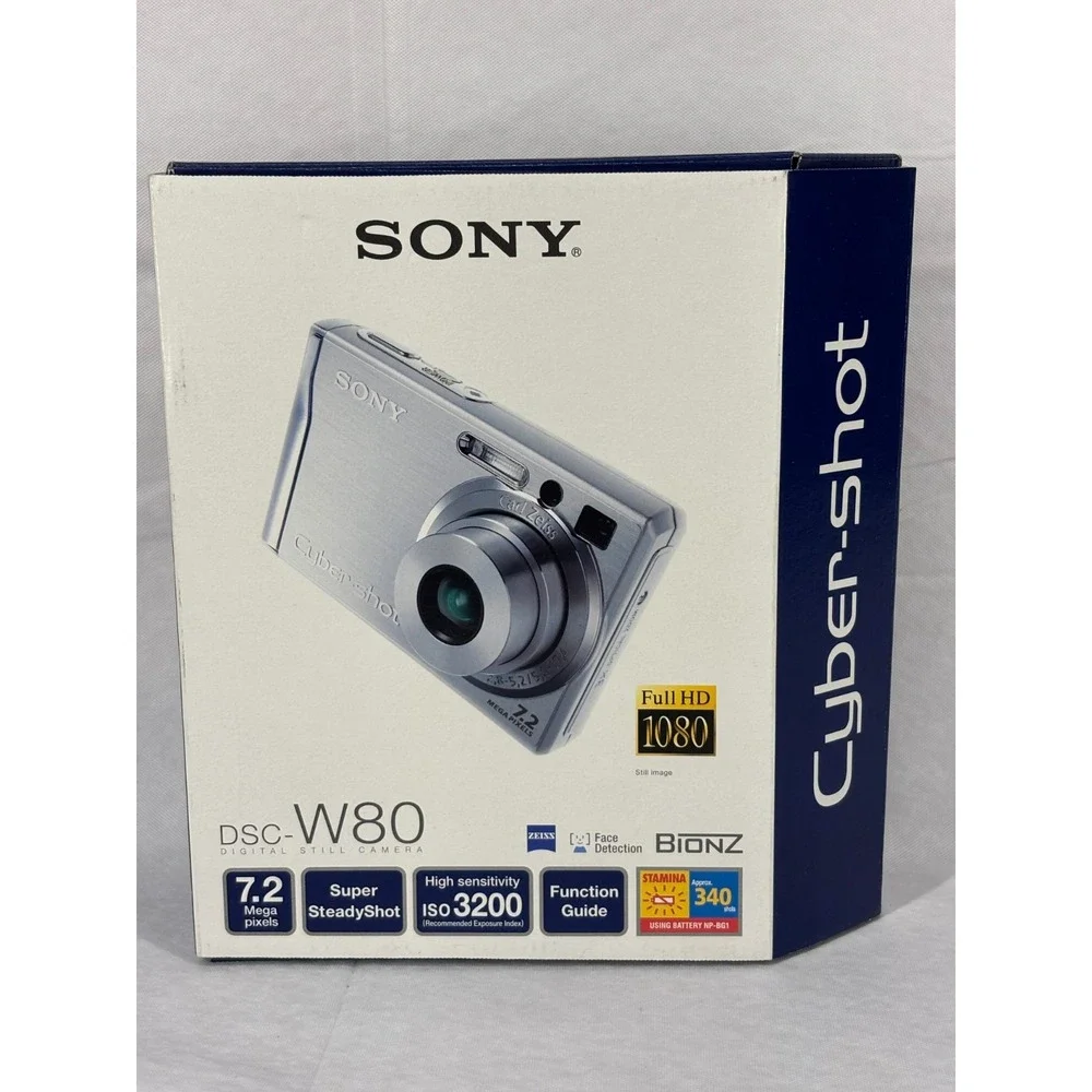 Sony Cyber-shot DSC-W80 7.2MP Digital Camera Silver Carl Zeiss Lens DSC-W80